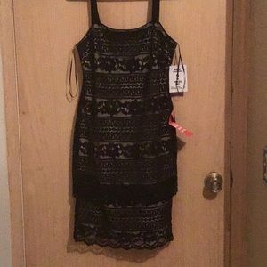 Black lace nude dress